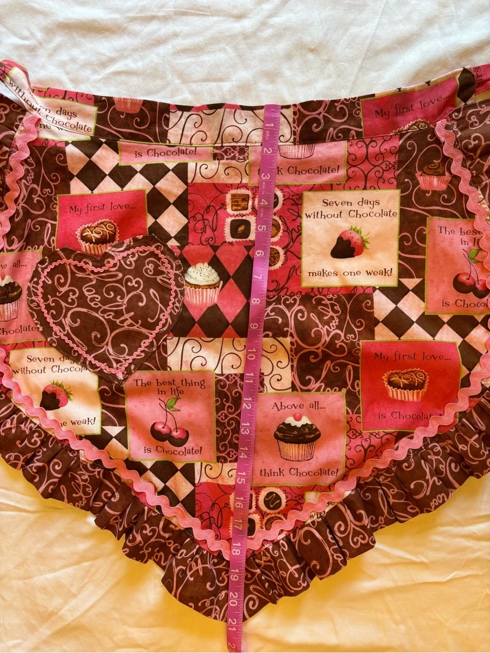 Handmade Tallahassee Summer Chocolate Cupcake Ruffle Half Apron Dollcore Kidcore